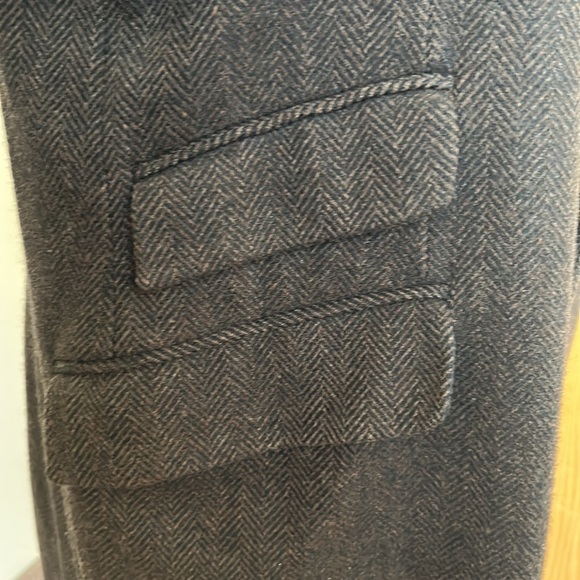 Dunhill Men’s Wool Coat Herringbone Brown Long 2X - Picture 6 of 16